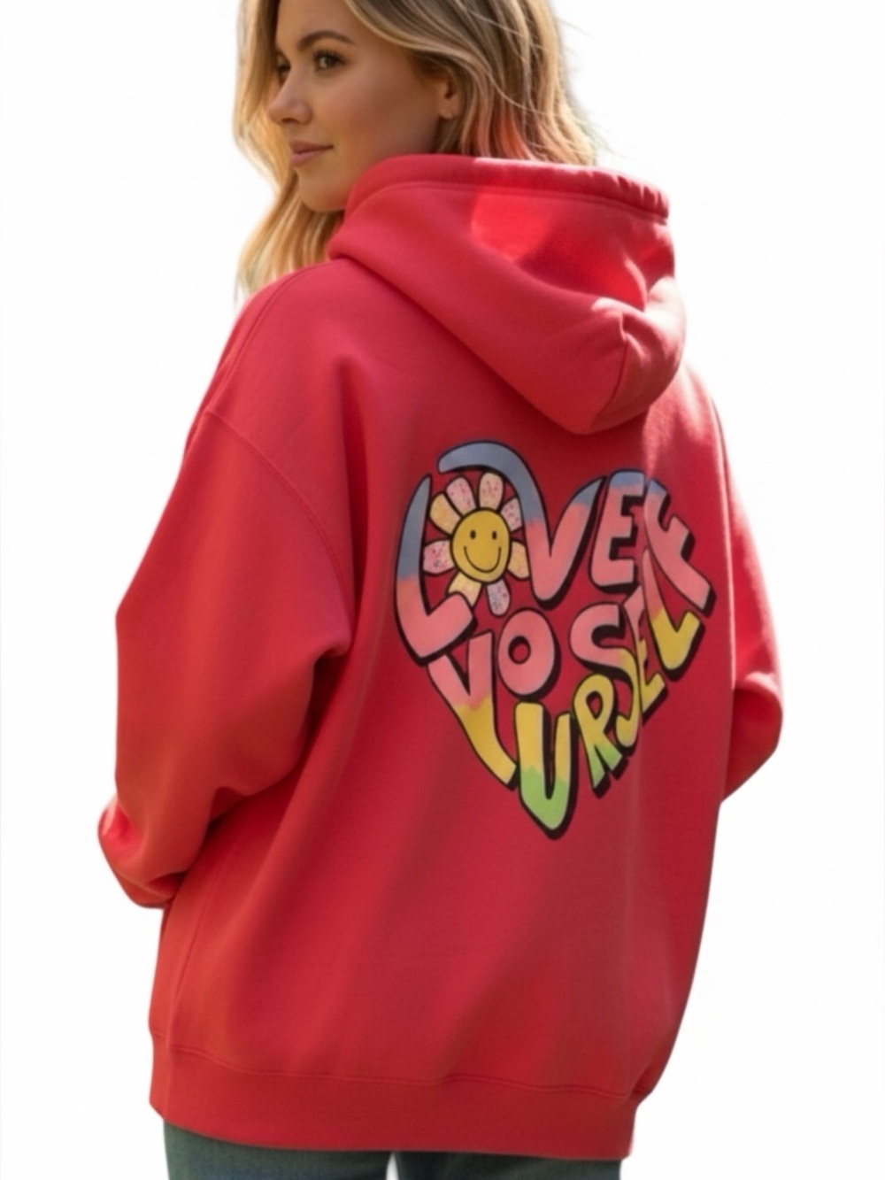 Pacific & Co Watermelon Pop Pink Love Yourself Zip Hoodie XL NWOT
